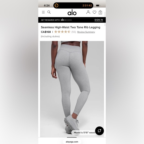 ALO Yoga Seamless High-Waist Two Tone Rib Bra & Legging Set Small New with tags - Picture 2 of 4